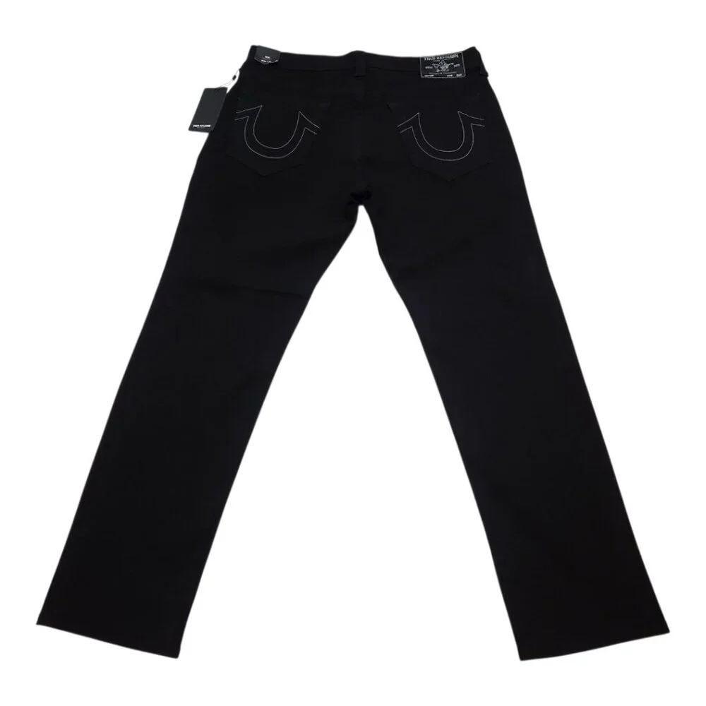 NEW TRUE RELIGION Men's Geno Relaxed Slim Black Jeans